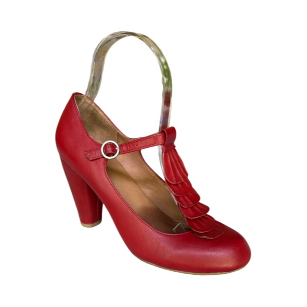 Aldo Red Leather Mary Jane’s Size 37 US 6.5 - Picture 2 of 11